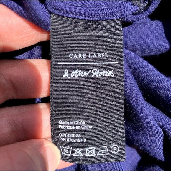 Stockholm Atelier & Other Stories Satin Slip Dress Midnight Blue US 8 - Picture 10 of 12